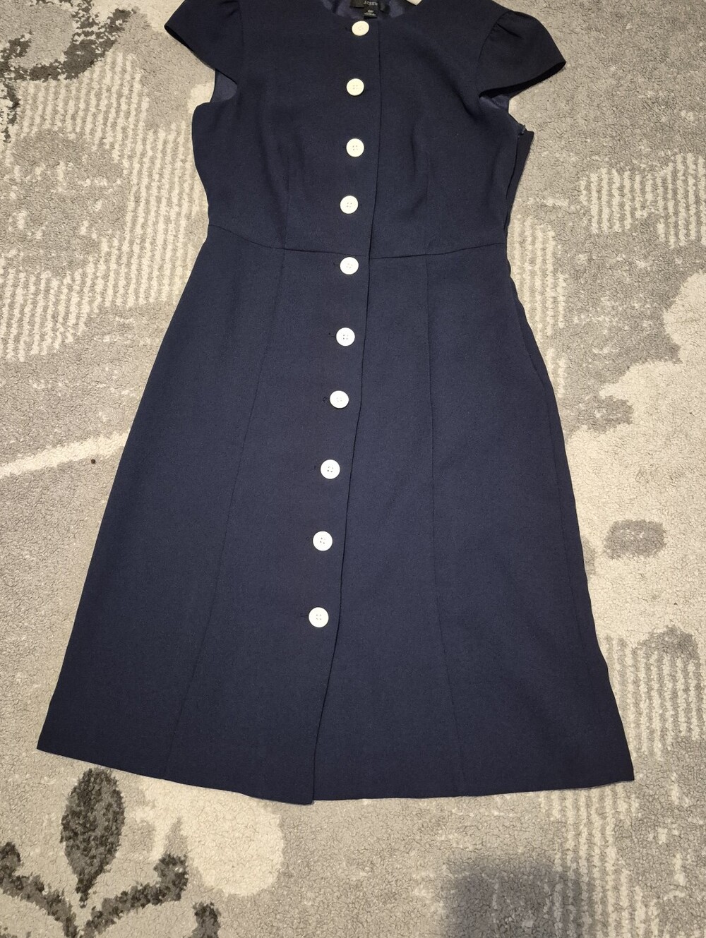 J.crew Classic Navy Button-Front Women's Sheath Dress 6P - Picture 2 of 4